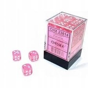 CHESSEX: ZESTAW KOŚCI K6 - 12MM -PRZEŹROCZYSTE RÓŻOWE - 36 SZT.
