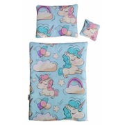 Pościel 3 elementy Jednorożce - dla lalki typu Paola Reina, Barbie
