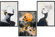 Zestaw 3 plakatów 50x70cm-abstrakcja,szare,czarne,pomarańcz,nowoczesne