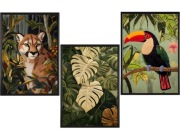 Plakaty Kolorowe ,wzór wyszywanka,jungle, 3szt.- 30x40cm