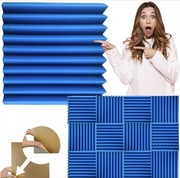 PANELE AKUSTYCZNE 12 SZT SAMOPRZYLEPNE niebieskie KLINY 50x50 CM GRUBE 5CM 