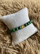 Zielona męska bransoletka elastyczna z naturalnym malachitem