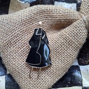 Duża czarna broszka 7 cm nowa złota elegancka minimalistyczna High Fashion