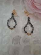 Kolczyki handmade ze stali nierdzewnej z naturalnych kamieni labradoryt