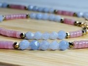 Akwamaryn turmalin Naszyjnik i bransoletka kamienie naturalne komplet 