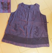 Ulla Popken ładna sukienka/tunika lniana ażur r.58/60