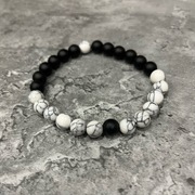 Bransoletka z kamieni - Black Stone i Howlit