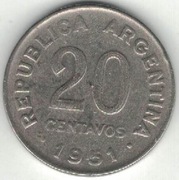 Argentyna 20 centavos 1951 21,3 mm nr 2