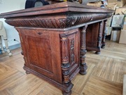 dwustronne gabinetowe rzeźbione biurko neorenesansowe koniec XIXw. dąb
