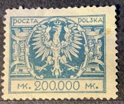 POLSKA Fi.177*, 1924r. - Duży orzeł na tarczy barokowej