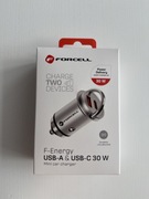Forcell F-ENERGY mini ładowarka samochodowa typ C + USB A PD QC3.0 5A 30 W