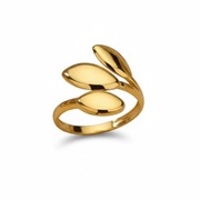 Pierścionek Stal Szlachetna Pozłacana 18K złotem liście CLASSICO