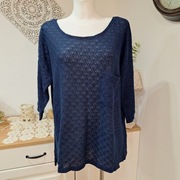 Lindex Generous bluza sweter XL niebieski rękaw 3/4 kieszonka luźny