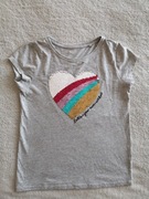 Szara bawełniana bluzka w serce magiczne cekiny TU 152 jak nowa