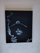 obraz akryl 30/25  farba akryl Tytuł - kobieta z papierosem