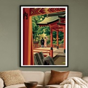 Japonia Kyoto - Para w tradycyjnych strojach w świątyni - plakat 40x60cm