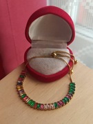 Przepiękna bransoletka kolorowe cyrkonie bransoletka stal kolor złoty cudo