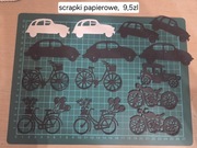 Scrapki papierowe pojazdy retro auta rowery motocykl dekoracje scrapbooking