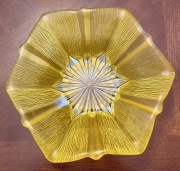 Przepiękna żółta misa na owoce - Walther Glas. Vintage