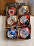 Bombki choinkowe szklane stare PRL handmade ręcznie zdobione mix