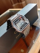 Zegarek męski elektroniczny vintage solidna stalowa bransoleta 