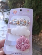 Spinki spineczki do włosów handmade 3 szt. szydełkowy kwiatek