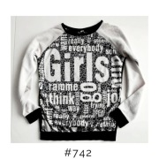 Bluza damska Long Story rozmiar S 36 czarno-biała z napisami i błyskotkami 