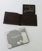 Kenneth Cole New York składany portfel męski z naturalnej skóry brązowy