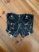 nowy gorset skórzany eko skóra ćwieki top rock metal goth czaszki kolce