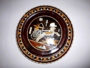 Talerz Egipski Intarsja.Drewno Egzotyczne,Kość Wielbłądzia,Masa Perłowa.