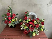 Kompozycja stroik komplet wiązanka kwiaty na cmentarz nagrobna