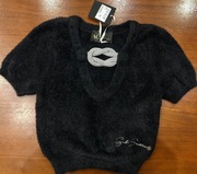 Bluzka sweter czarna z łańcuszkiem ozdoba. Włoska marka Gil Santucci