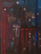 A.Ambrozuk obraz akrylowy 40x30,  abstrakcja miasto nocą 