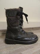 CAMEL ACTIVE damskie botki do łydki brązowe skóra i dzianina _ 40