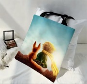 Torba płócienna “Mały Książę i Lis” – czarna, 35x40 cm, shoperka