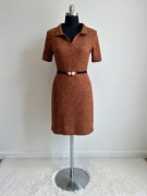 Sukienka sportowa teksturowana brąz terracotta M/L polo melanż