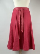 Spódnica 100% len NEXT 40 L malinowa midi rozkloszowana boho biuro