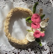 Wianek wielkanocny nr. 2 szydełko handmade kwiaty