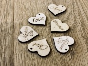 10 szt drewniane grawerowane spersonalizowane serce 3cm wycinane laserowo