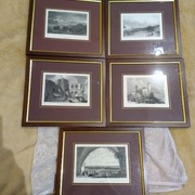 Komplet 5 obrazków Staloryt Niemcy ca 1850r