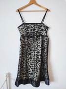 Beżowo-czarna sukienka w kropki retro kawaii vintage 2yk Vila L