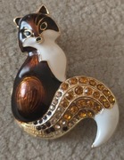 Piękna bogatozdobiona cyrkoniami brosza ozdoba przypinka myśliwska LISZKA.