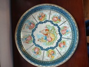 PRL metalowa taca do serwowania scenka miłość wiedeńska