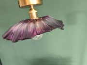 NOWA lampa szklana fioletowy KWIAT retro mosiądz | Art Deco 28cm