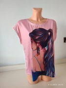 Bluzka kobieca dziewczęca twarz luźna oversize L nietoperz 