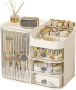 Szkatułka organizer kuferek z drzwiczkami na kosmetyki biżuterię+LUSTERKO