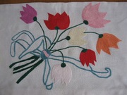 Makatka poszewka lniana ręczny haft PRL