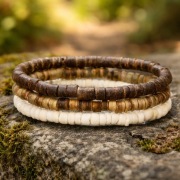Bransoletki męskie naturalne koraliki boho zestaw 3 sztuki