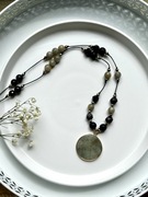 Naszyjnik Wisior Medalion Labradoryt Onyks Turmalin