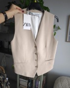 Zara nowa kamizelka beżowa ecru nude klasyczna elegancka